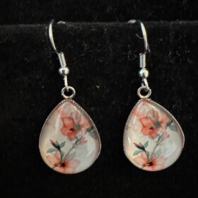 Roze resin zilver oorbellen