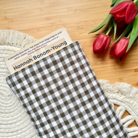 Khaki Green Gingham Quilted Book Sleeve | for paper back books up to 400pages