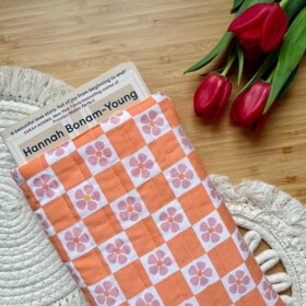 Retro Flower Quilted Book Sleeve | for paper back books up to 400pages