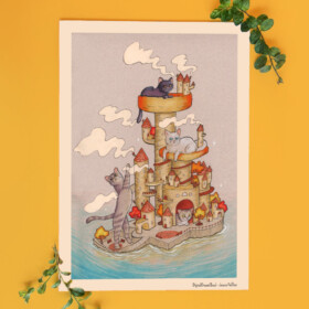 Katten krabpaal eiland A4 21x29,7cm