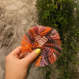 Multicolor macramé coaster