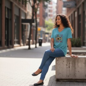 Soft blue Cat Tee – Everyday Comfort Edition