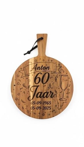 Acacia borrelplank rond Ø29,6 cm – Houten serveerplank met gravure… - 96665 Acacia borrelplank rond Ø29,6 cm – Houten serveerplank met gravure – Cadeau voor bruiloft, jubileum of housewarming – Handgemaakt