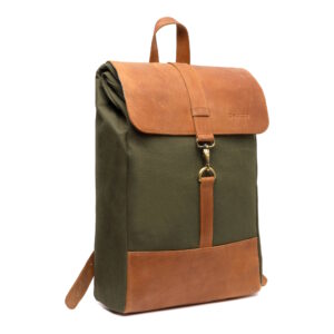 Beocca - Leren rugzak Bryce canvas groen - 17" laptoptas 2