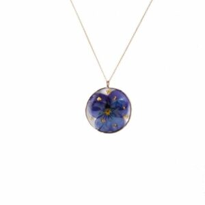 Gouden ketting met blauw-paars Viooltje