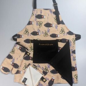 Set - schort, ovenwant & theedoek van hoogwaardig katoen met unieke print