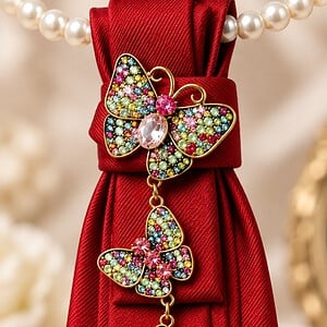 Aparte rode vlinder stropdas ketting dames – luxe accessoire met broche Eye catcher