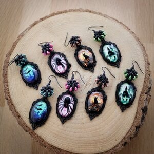 Griezelen & Spookverhalen, Halloween oorbellen met glazen cabochons