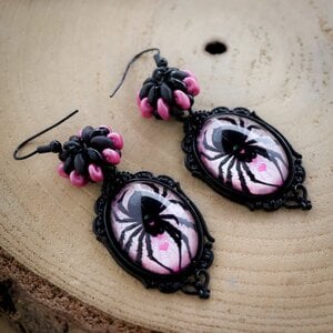 Griezelen & Spookverhalen, Halloween oorbellen met glazen cabochons