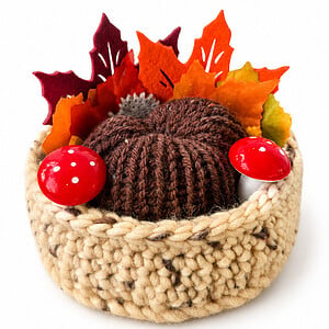 Klein handgemaakt herfstmandje met pompoenen | Herfstdecoratie