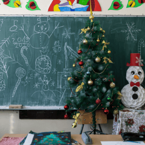 Krijtbord school kerst
