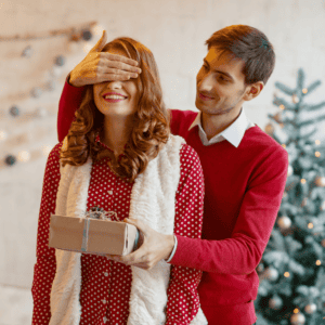 Kerst verrassing man en vrouw