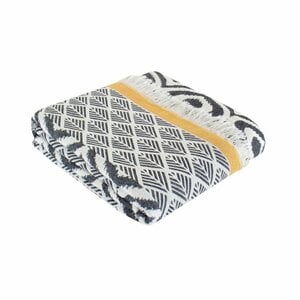 Alternative view of Plaid - asude - 135x170 cm - zwart & geel - tv deken - throw plaid - 100% katoen