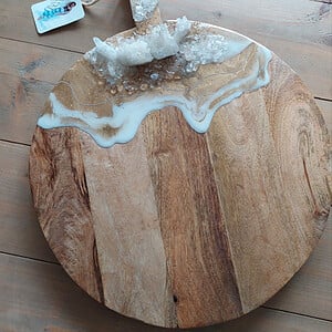 Mega serveerplank goud en wit met diverse stenen 45x57 cm
