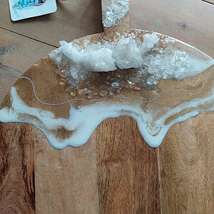 Mega serveerplank goud en wit met diverse stenen 45x57 cm