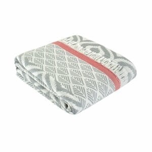 Plaid - asude - 135x170 cm - grijs & oranje - tv deken - throw plaid - 100% katoen