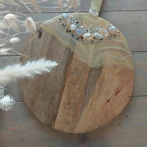Mega serveerplank geel met diverse stenen 45x57 cm