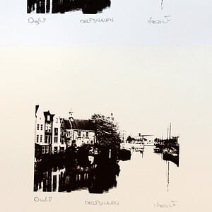 Monocolor zeefdruk Delfshaven miniatuur