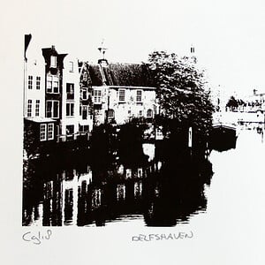 Monocolor zeefdruk Delfshaven mini