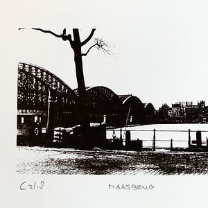 Monocolor zeefdruk Maasbrug mini