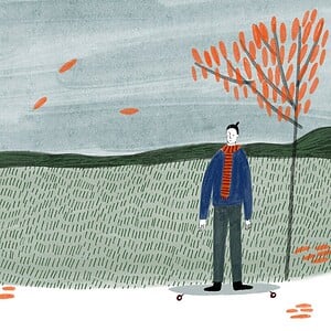 A4 Print - Longboarding in Autumn