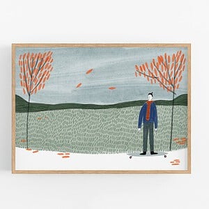 A4 Print - Longboarding in Autumn