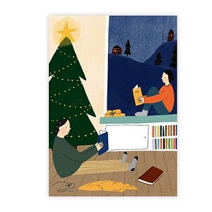 Set of 5 Christmas Cards - Christmas Book Flood