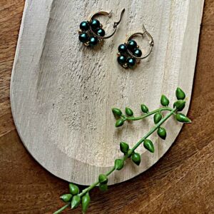 Oorbellen petrol blauw gold
