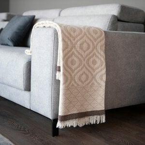 Plaid - asude - 135x170 cm - beige & koffie - tv deken - throw plaid - 100% katoen