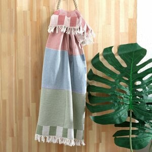 Hamamdoek - turks handdoek | 100x160 cm | tegel & groen & turkoois