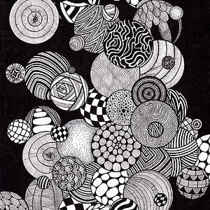 Zwart Witte Abstracte Art Print- Wand Decoratie - Kunst aan de Muur- Originele Kunst - Decoratie Huis - Bubbles