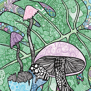 Paddestoelen Monstera Kunst Print - A4 Art Print - Pastel Kleuren - Handgemaakt Moderne Kunst - Papier Print - Cosy Wosy Wonderland