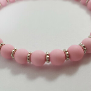 Alternative view of Pastel roze en zilver kralen rek armband