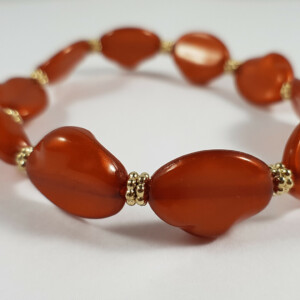 Bruin rood en goud kralen rek armband