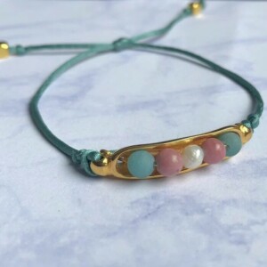Alternative view of Verstelbaar armbandje met jade, rhodoniet en zoetwaterparel