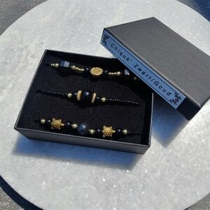 Armbanden set 'Chique' zwart met goud
