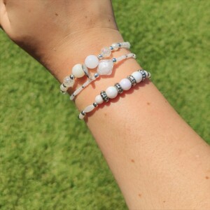 Armbanden set 'Chique' wit met zilver