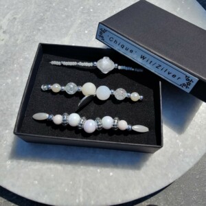 Armbanden set 'Chique' wit met zilver