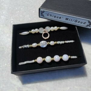 Armbanden set 'Chique' wit met goud