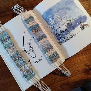 Geweven boekenleggers, blauw