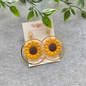 Sunfloral rings - Light weight polymer clay earrings