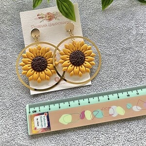Alternative view of Sunfloral rings - Light weight polymer clay earrings