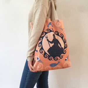Shopper met Poseidon en inktvis print