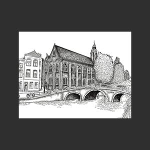 Pentekening Academiegebouw Leiden
