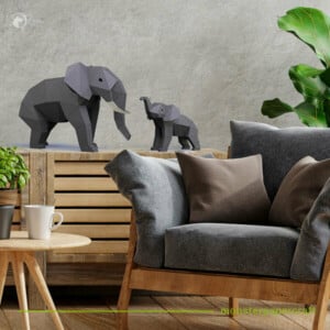 DIY pakket Olifanten Mama & Baby – compleet knutselpakket met snijmat, liniaal, vouwbeen, mesje