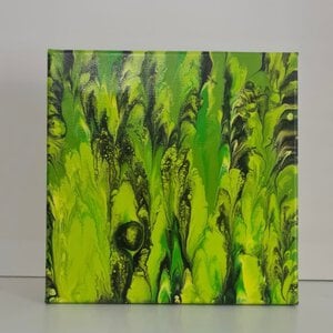 Kelp forest dancing in the water. Schilderij WinWun 2021/14 Acryl on canvas art. 20x20cm/8x8inch