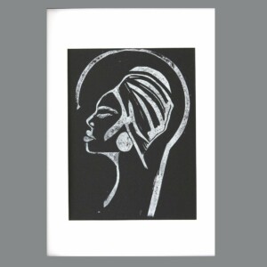 African woman monoprint met passepartout A4