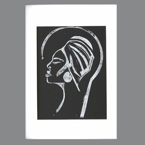 African woman monoprint met passepartout A4