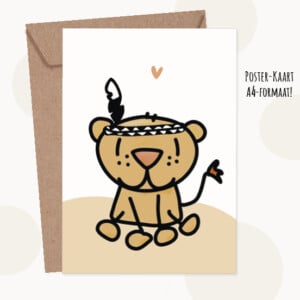 A4 Poster / XL wenskaart - Leeuwen welpje | Junglekamer