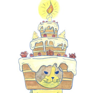 Alternative view of Birthday cat - Limited Edition Print (A4)
